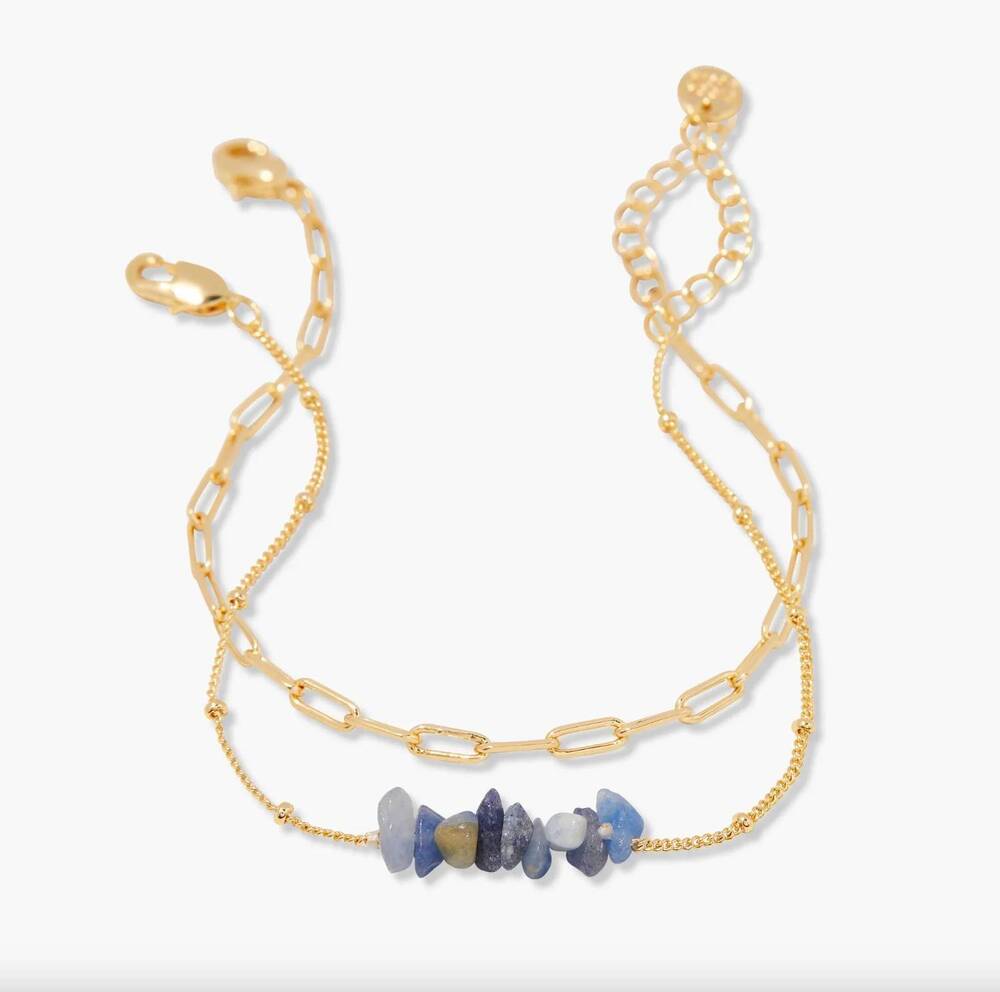 NEW BROOK AND YORK women's alex birthstone bracelet set in gold and blue